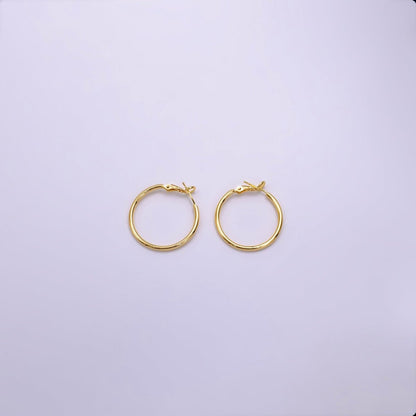 16K Gold Filled 30mm, 40mm, 50mm, 60mm, 70mm Minimalist Hinge-Hoop Earrings | AB1281 - AB1285