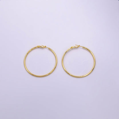16K Gold Filled 30mm, 40mm, 50mm, 60mm, 70mm Minimalist Hinge-Hoop Earrings | AB1281 - AB1285