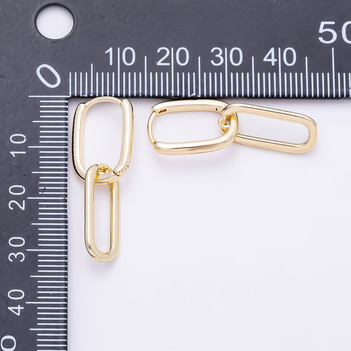 16K Gold Filled 30mm Minimalist Paperclip Oblong Chain Link Drop Hoop | Earrings-00700