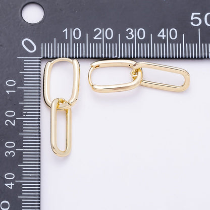 16K Gold Filled 30mm Minimalist Paperclip Oblong Chain Link Drop Hoop | Earrings-00700