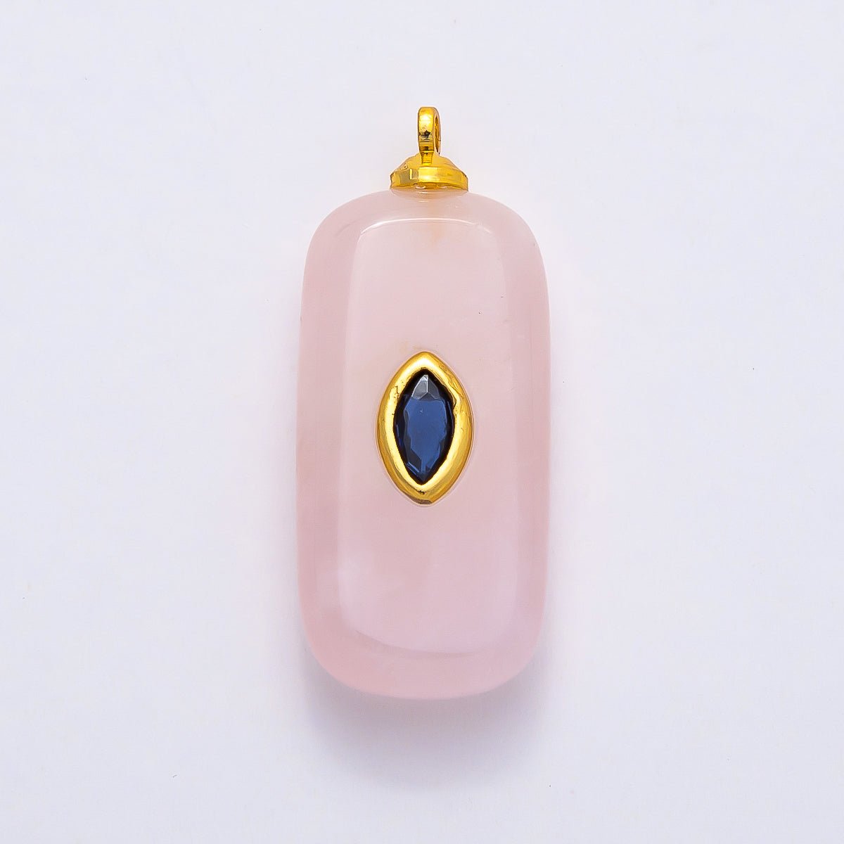 16K Gold Filled 30mm Multicolor CZ Embedded Gemstone Rectangular Pendant | Charms-00826 ~ Charms-00833