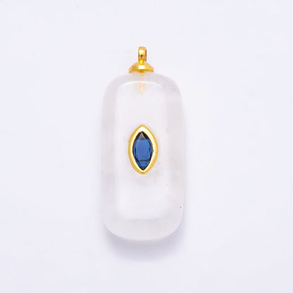 16K Gold Filled 30mm Multicolor CZ Embedded Gemstone Rectangular Pendant | Charms-00826 ~ Charms-00833
