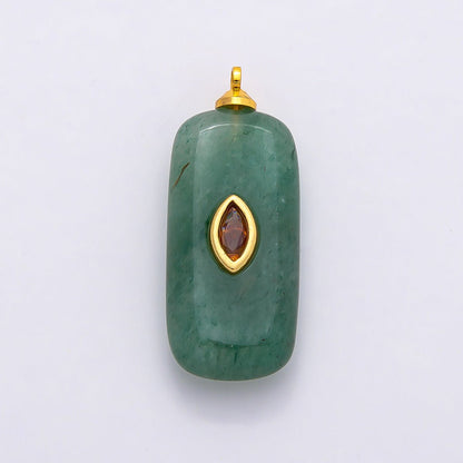 16K Gold Filled 30mm Multicolor CZ Embedded Gemstone Rectangular Pendant | Charms-00826 ~ Charms-00833