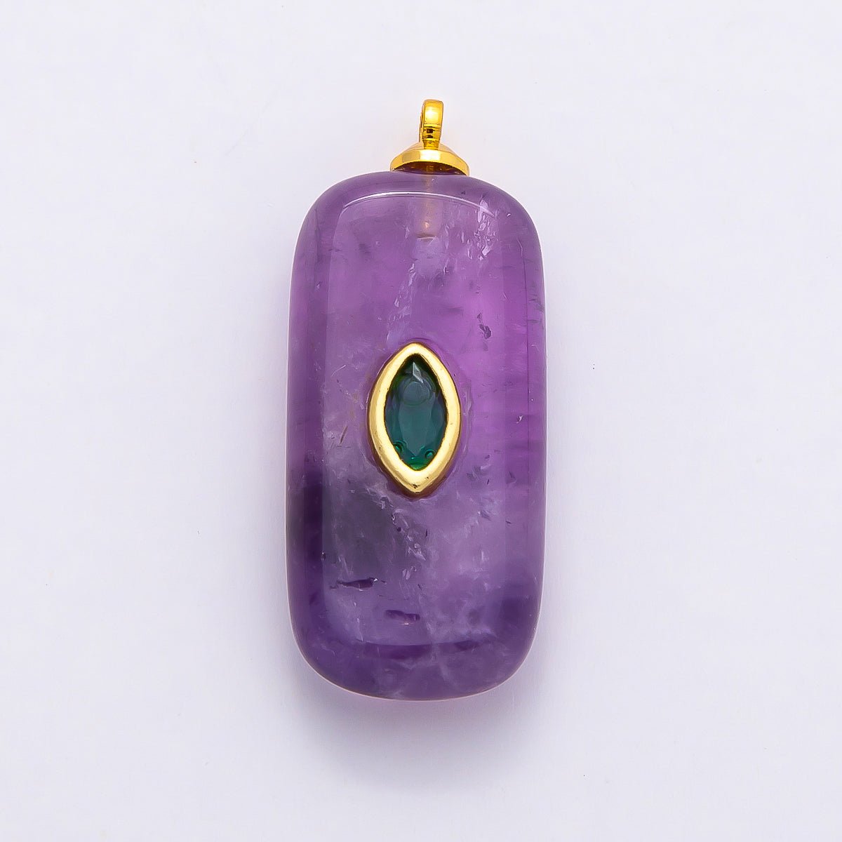 16K Gold Filled 30mm Multicolor CZ Embedded Gemstone Rectangular Pendant | Charms-00826 ~ Charms-00833