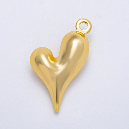 16K Gold Filled 32mm Minimalist Molten Heart 3D Multidimensional Charm in Gold &amp; Silver | Charms-00617 Charms-00618