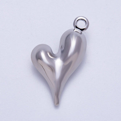 16K Gold Filled 32mm Minimalist Molten Heart 3D Multidimensional Charm in Gold &amp; Silver | Charms-00617 Charms-00618