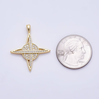 16K Gold Filled 33mm Micro Paved CZ Celtic Cross Saturn Pendant | Charms-01312