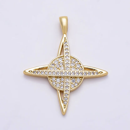 16K Gold Filled 33mm Micro Paved CZ Celtic Cross Saturn Pendant | Charms-01312