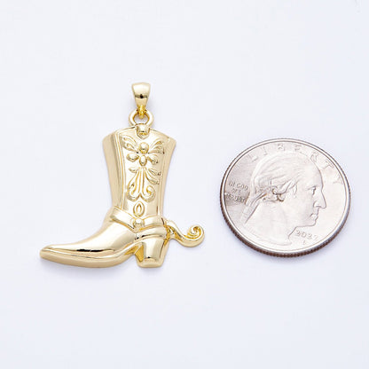 16K Gold Filled 33mm Western Cowboy Boot Pendant | Charms-00157