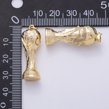 16K Gold Filled 33mm Miniature Trophy Soccer Charm 3D Multidimensional Charm | Charms-00492