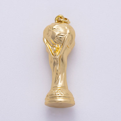 16K Gold Filled 33mm Miniature Trophy Soccer Charm 3D Multidimensional Charm | Charms-00492