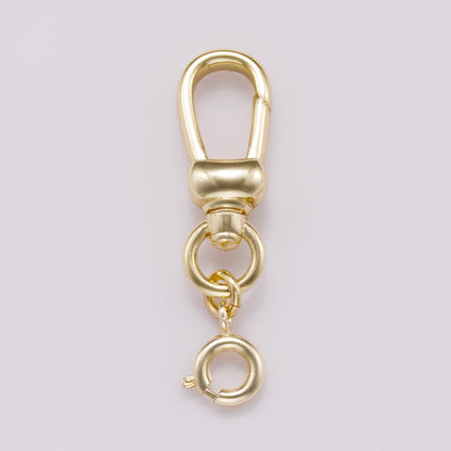 16K Gold Filled 35mm Minimalist Swivel Lobster Clasp with Spring Ring Closure | Findings-00154