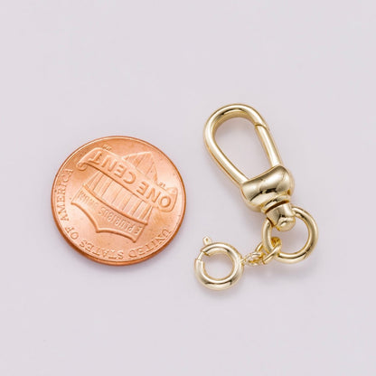 16K Gold Filled 35mm Minimalist Swivel Lobster Clasp with Spring Ring Closure | Findings-00154
