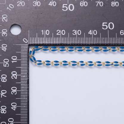 16K Gold Filled 3mm Dark Blue Enamel Link Unfinished Chain by Yard | Roll-01882
