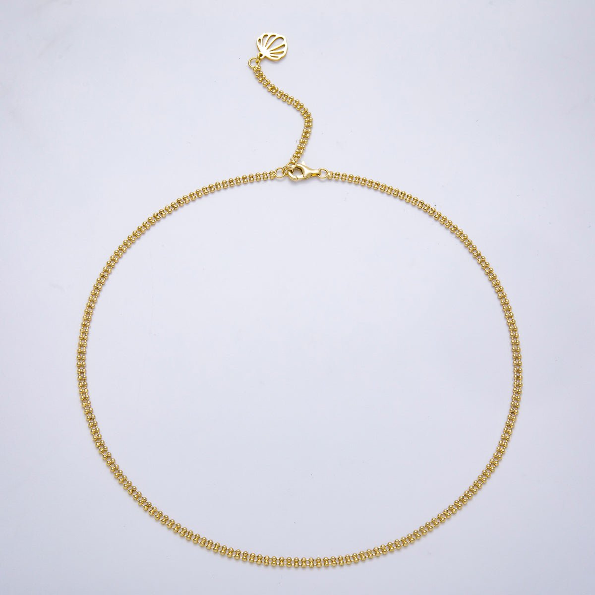 16K Gold Filled 3mm Double Row Round Ball Chain 17 Inch Necklace w. Extender | WA-04337