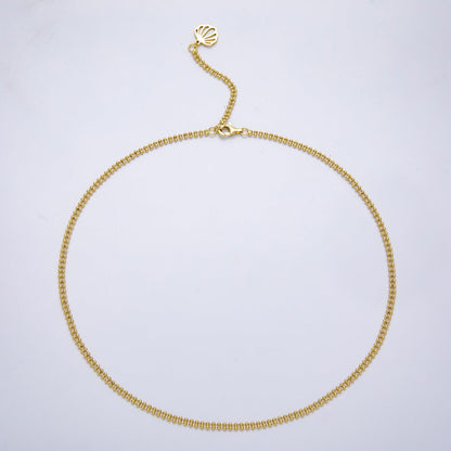 16K Gold Filled 3mm Double Row Round Ball Chain 17 Inch Necklace w. Extender | WA-04337