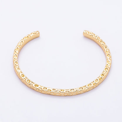 16K Gold Filled 3mm Hammered Molten Cuff Bracelet | WA-00201