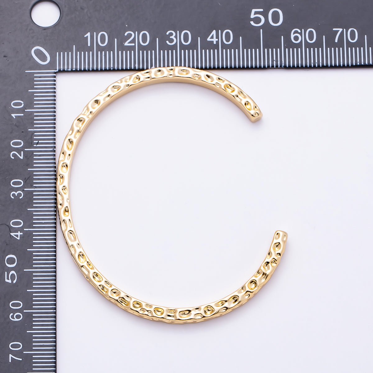 16K Gold Filled 3mm Hammered Molten Cuff Bracelet | WA-00201