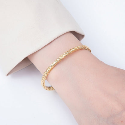 16K Gold Filled 3mm Hammered Molten Cuff Bracelet | WA-00201
