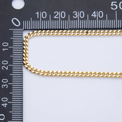 16K Gold Filled 3mm Minimalist Curb Unfinished Chain by Yard | Roll-1843