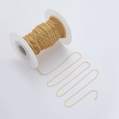 16K Gold Filled 3mm Minimalist Dainty Paperclip Unfinished Chain by Yard | Roll-1562