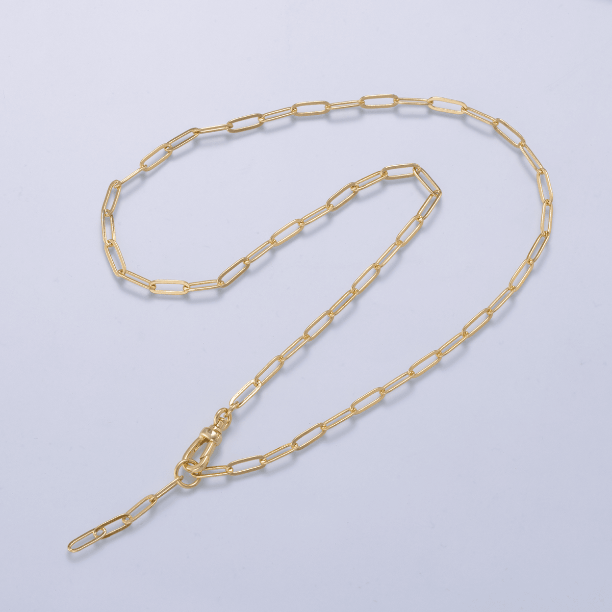 16K Gold Filled 3mm Minimalist Paperclip Lariat Chain 18 Inch Necklace | WA-04501