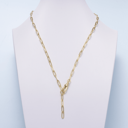 16K Gold Filled 3mm Minimalist Paperclip Lariat Chain 18 Inch Necklace | WA-04501