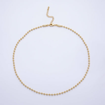 16K Gold Filled 3mm Round Ball Bead Chain 20 Inch Necklace w. Extender | WA-04470