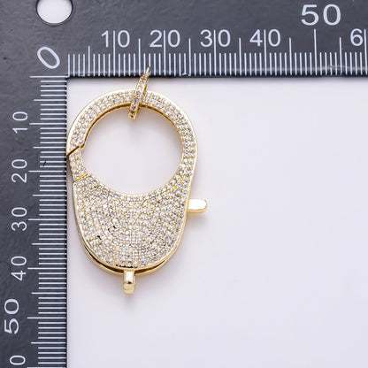 16K Gold Filled 40mm Micro Paved CZ Large Lobster Clasp Enhancer Closure Findings | Findings-00480
