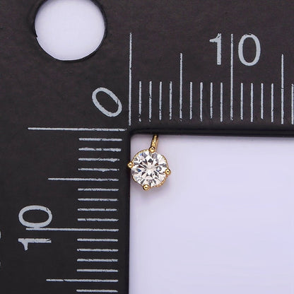 16K Gold Filled 4.2mm Clear Cubic Zirconia Minimalist Round Mini Charm | AG-093