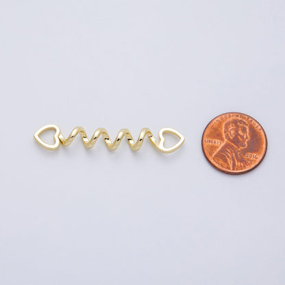 16K Gold Filled 44mm Minimalist Open Heart Spiral Connector | Findings-00065