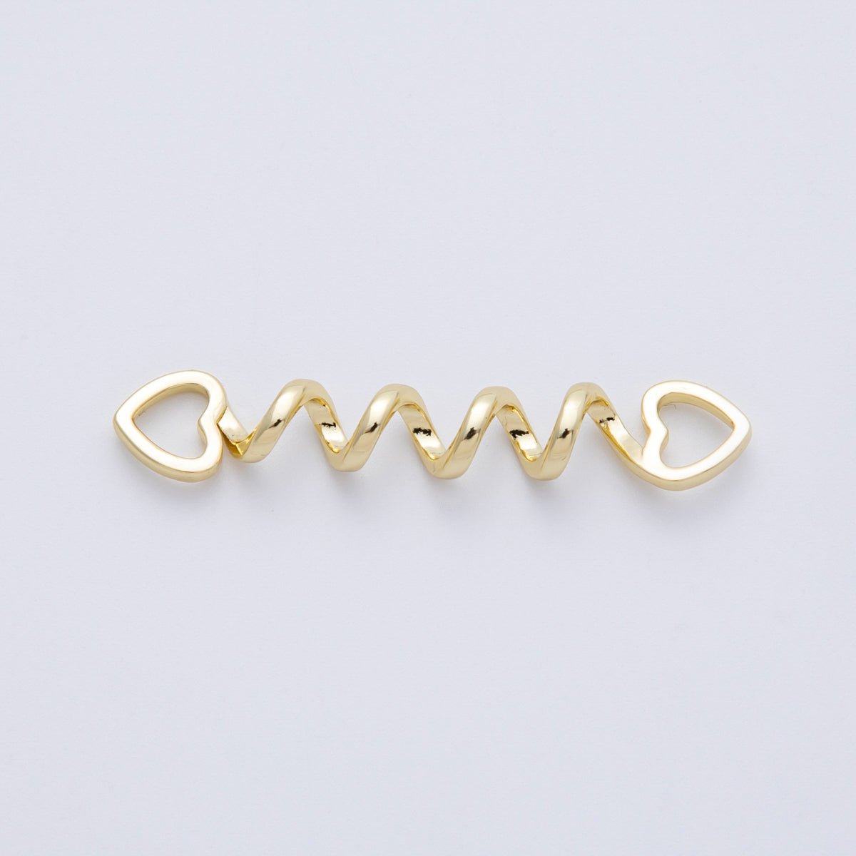 16K Gold Filled 44mm Minimalist Open Heart Spiral Connector | Findings-00065