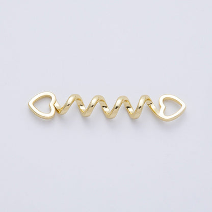 16K Gold Filled 44mm Minimalist Open Heart Spiral Connector | Findings-00065
