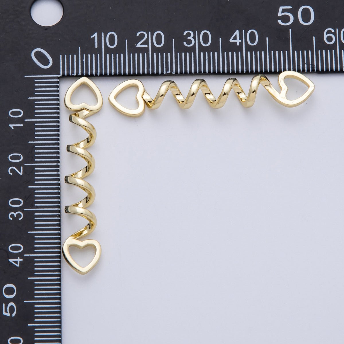 16K Gold Filled 44mm Minimalist Open Heart Spiral Connector | Findings-00065