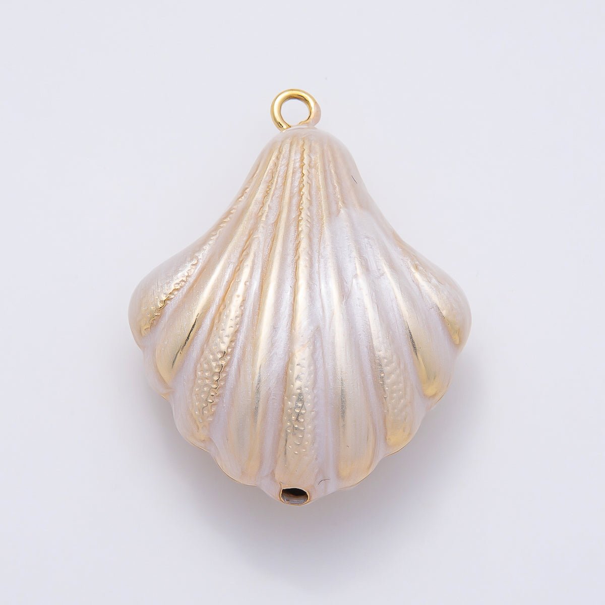16K Gold Filled 45mm Blue, White Enamel Clam Sea Shell Charm | Charms-01058 Charms-01059