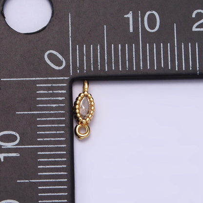 16K Gold Filled 4.5mm Clear Marquise CZ Dotted Bezel Connector in Gold &amp; Silver | Y-907