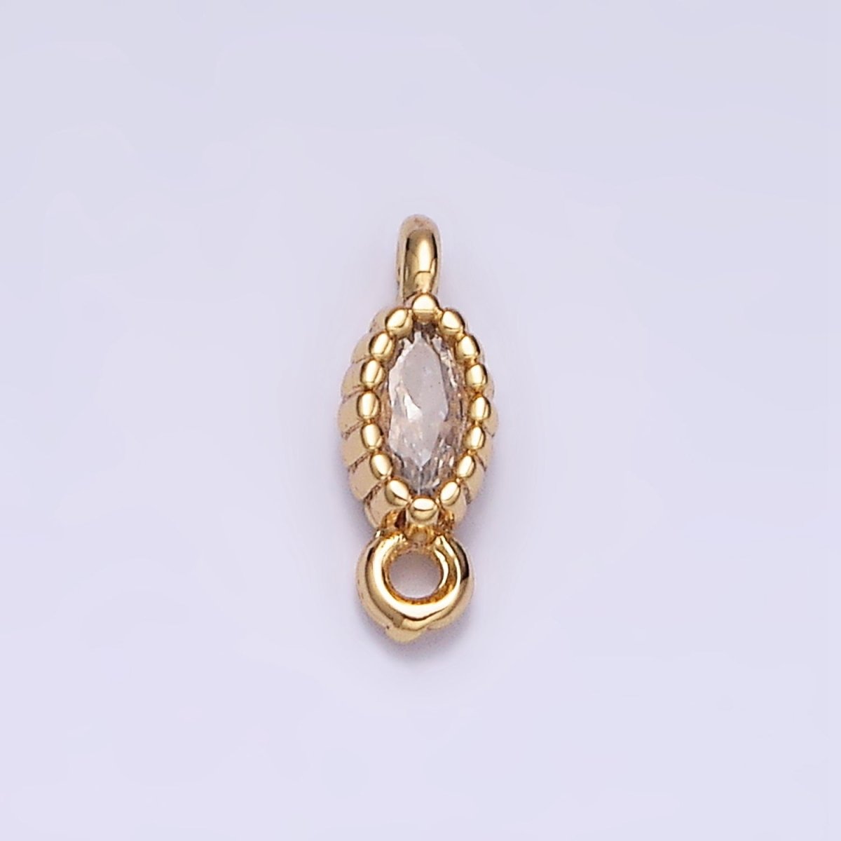 16K Gold Filled 4.5mm Clear Marquise CZ Dotted Bezel Connector in Gold &amp; Silver | Y-907