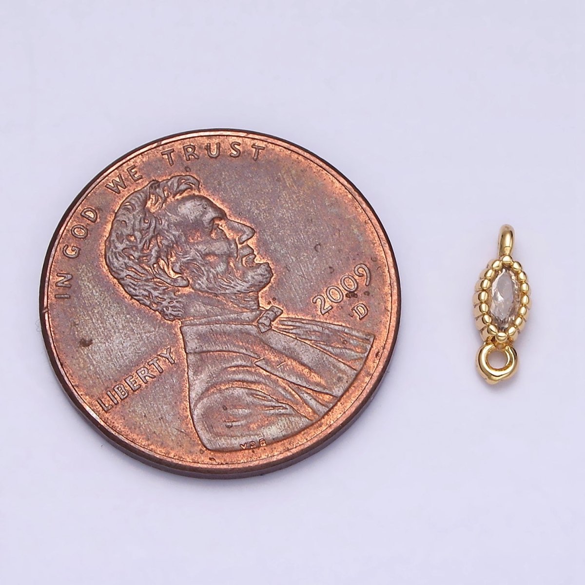 16K Gold Filled 4.5mm Clear Marquise CZ Dotted Bezel Connector in Gold &amp; Silver | Y-907
