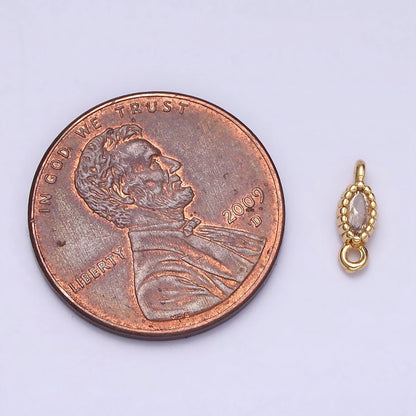 16K Gold Filled 4.5mm Clear Marquise CZ Dotted Bezel Connector in Gold &amp; Silver | Y-907