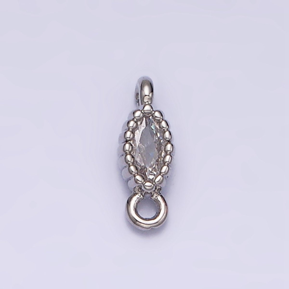 16K Gold Filled 4.5mm Clear Marquise CZ Dotted Bezel Connector in Gold &amp; Silver | Y-907