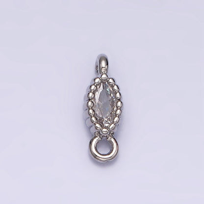 16K Gold Filled 4.5mm Clear Marquise CZ Dotted Bezel Connector in Gold &amp; Silver | Y-907