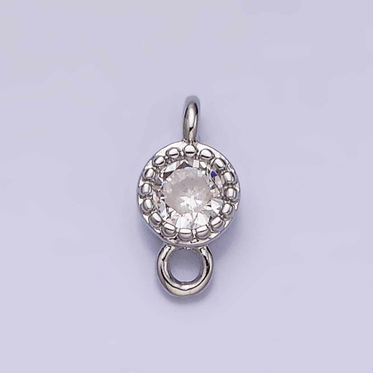 16K Gold Filled 4.5mm Clear Round CZ Dotted Bezel Connector in Gold &amp; Silver | Y-909-Gold