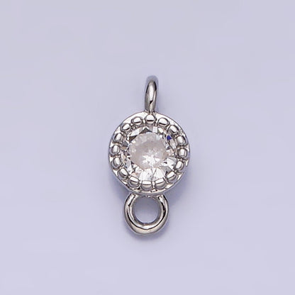 16K Gold Filled 4.5mm Clear Round CZ Dotted Bezel Connector in Gold &amp; Silver | Y-909-Gold