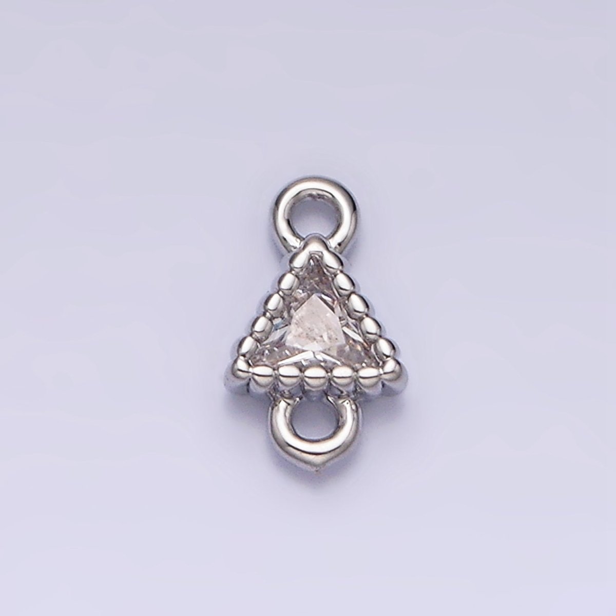 16K Gold Filled 4.5mm Clear Triangle CZ Dotted Bezel Connector in Gold &amp; Silver | Y-906