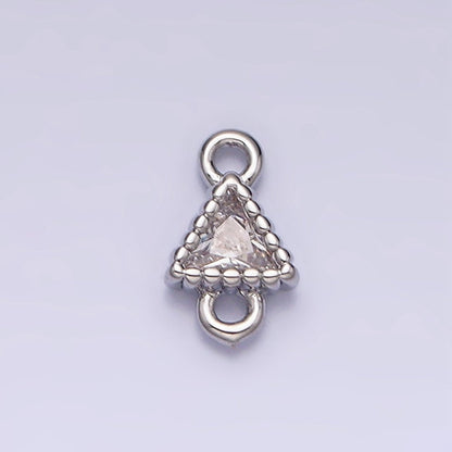 16K Gold Filled 4.5mm Clear CZ Triangle Connector in Gold &amp; Silver | Y906