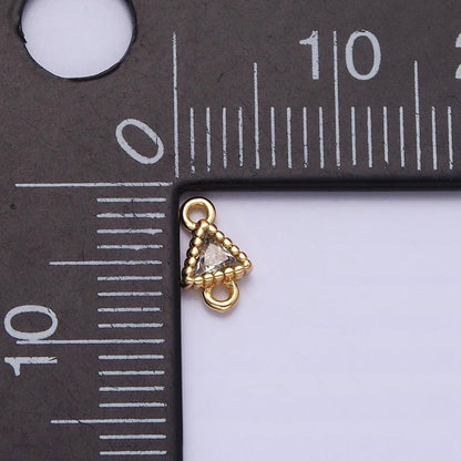 16K Gold Filled 4.5mm Clear CZ Triangle Connector in Gold &amp; Silver | Y906