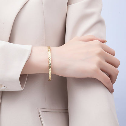 16K Gold Filled 4.5mm Geometric Hammered Half Cuff Bracelet Finding for Bangle Supply | WA-04412