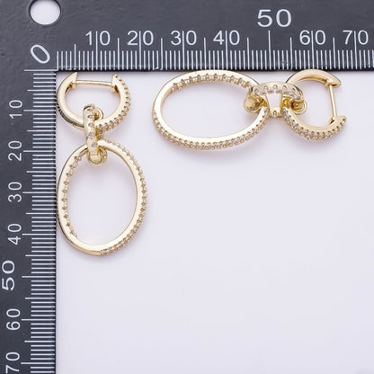 16K Gold Filled 46mm Micro Paved CZ Triple Link Drop Hoop | Earrings-00697