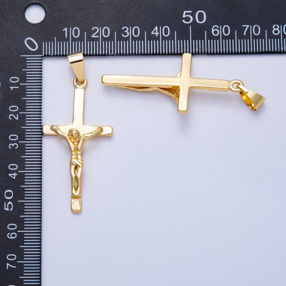 16K Gold Filled 47mm Minimalist Crucifix Cross Pendant | Charms-00619