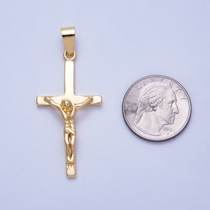 16K Gold Filled 47mm Minimalist Crucifix Cross Pendant | Charms-00619